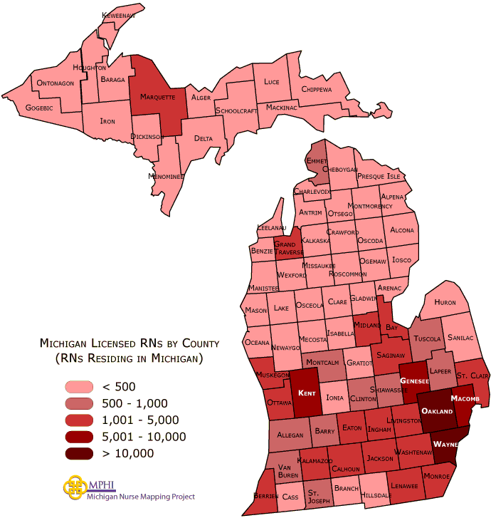 RN by County map